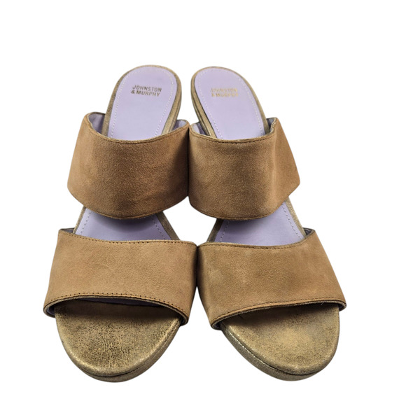 Johnston & Murphy Nisha Wedge Sandals Size 10M Brown Slide - Picture 2 of 10
